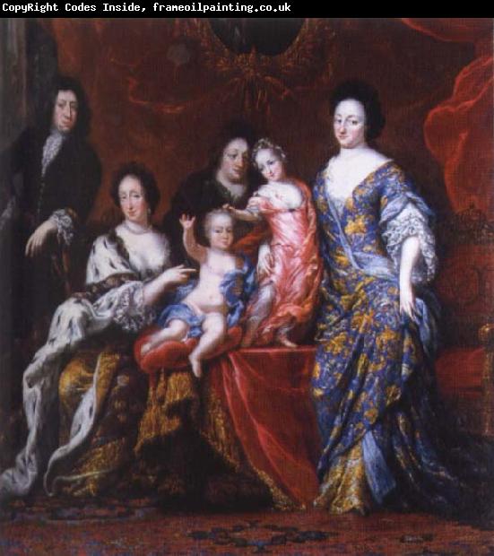 unknow artist David Clock Ehrenstrahl Grupportratt of Fellow XI with family